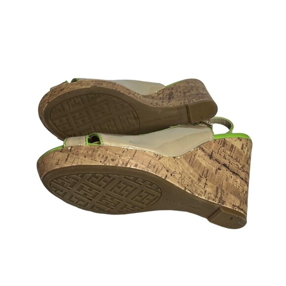 Tommy Hilfiger Wedge Sandals Shoes Womens Size 8 M Tan Green Cork - Picture 10 of 15